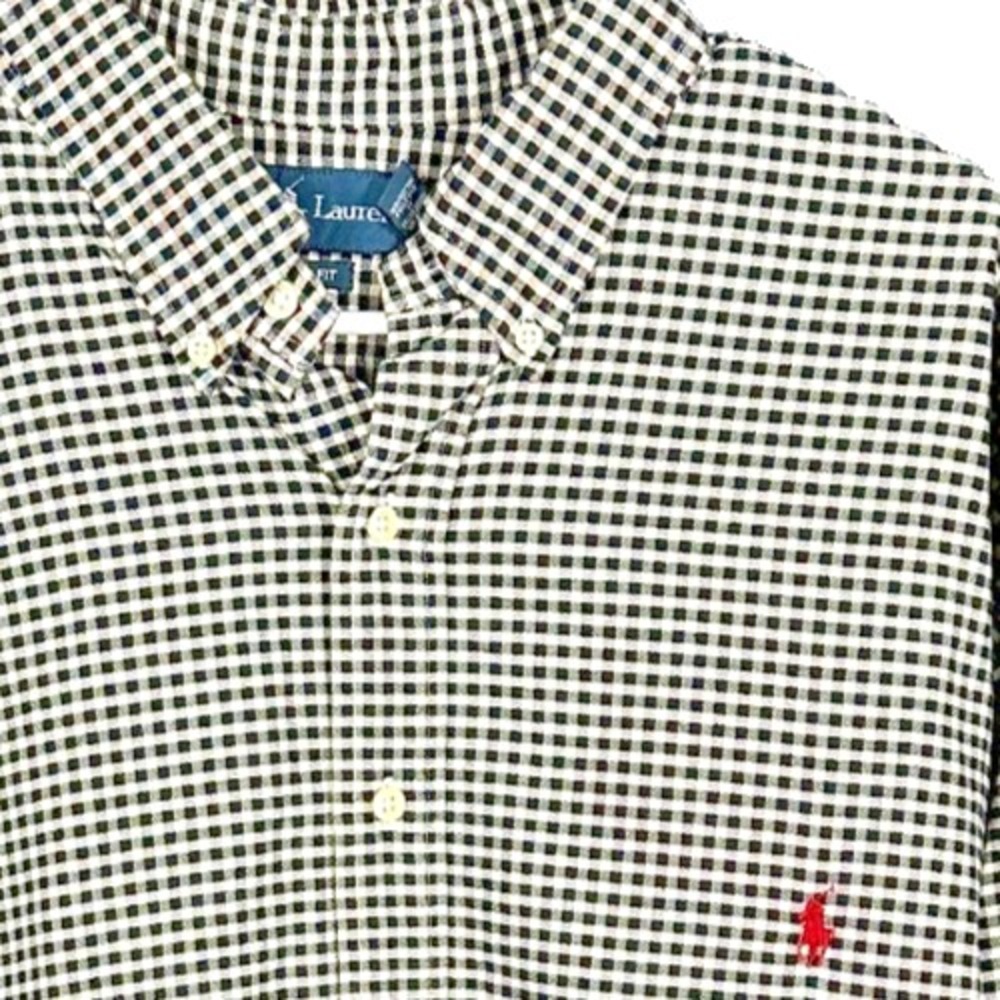 Ralph Lauren Button Down Shirt Mens 2XB Black White Gingham Check Cotton Big Tal
